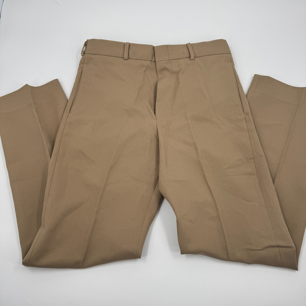 Creighton Mens Khaki Military Uniform Trousers 100% Polyester Made‎ in USA 31x30
